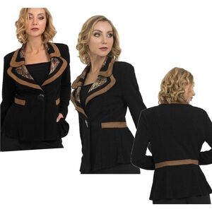 Joseph Ribkoff Womens
Blazer Snake Print Loose Fit
One Button Front Black 12